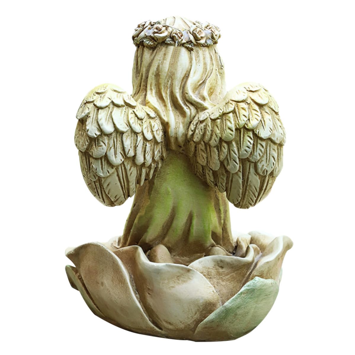 Ciieeo Statua Angelo da Giardino in Resina LED, Oro, 2 Aaa