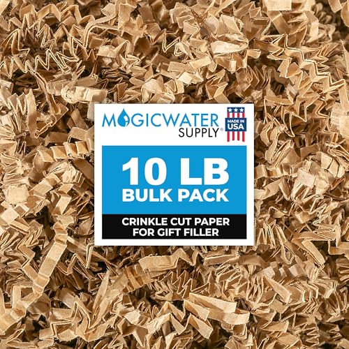 MagicWater Crinkle Cut Paper for Gift Baskets - 10LB Kraft - Perfect for Shredded Paper Filler Basket Filler Gift Boxes Bridesmaid Gifts Christmas Stuffers & More Ideal for All Occasions