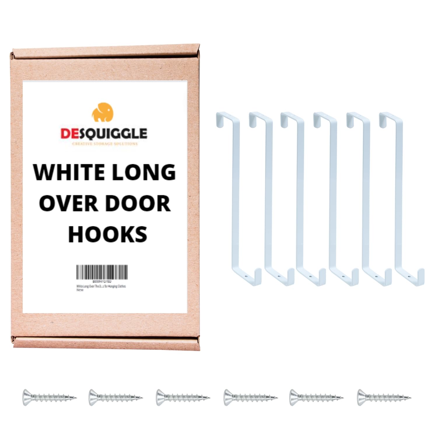 Buy DESQUIGGLE 6 White Over The Door Hooks 7 Inches Long Over Door