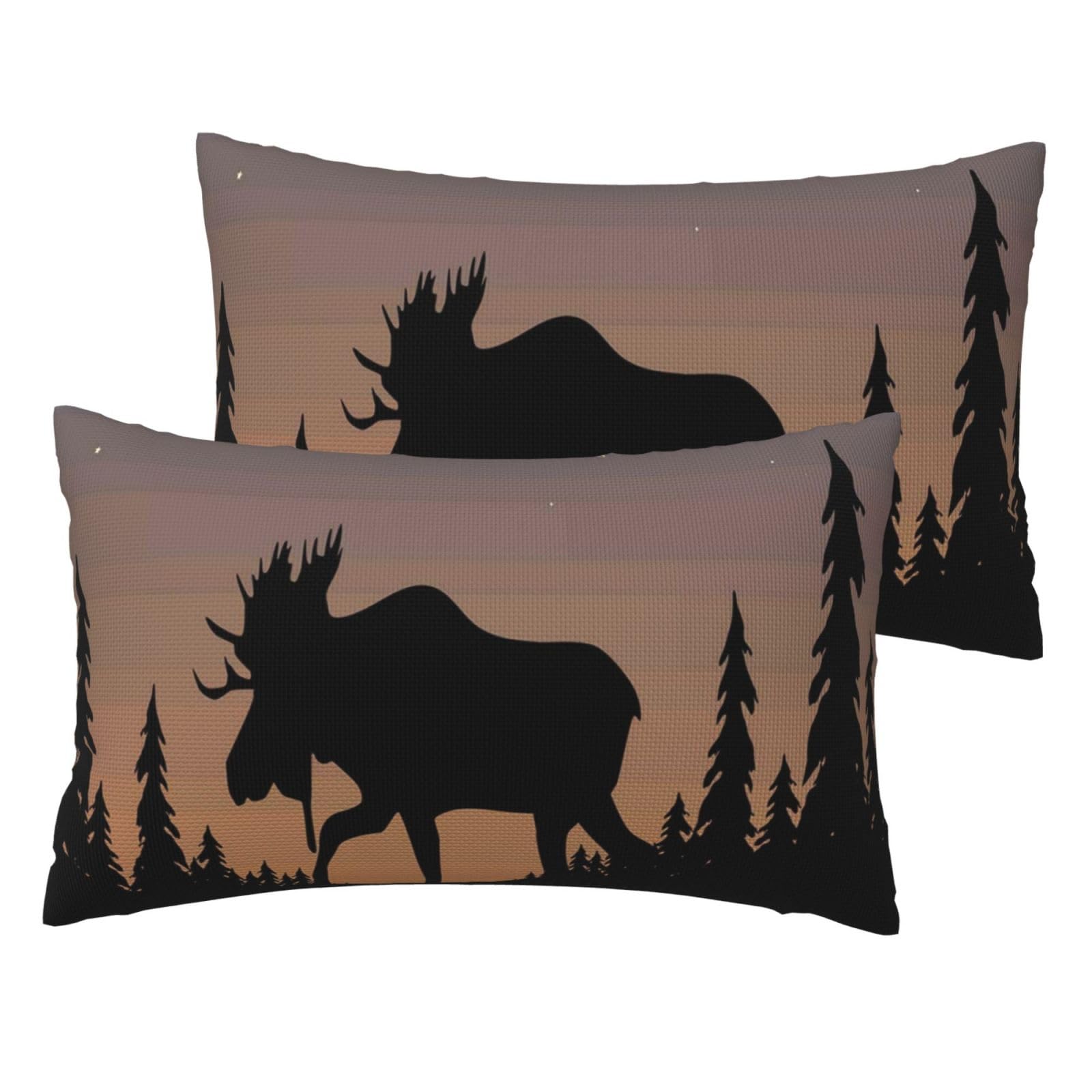 Taies d'oreiller Moose Mountain imitation lin sapin sauvage contre les parures de lit ternes (lot)