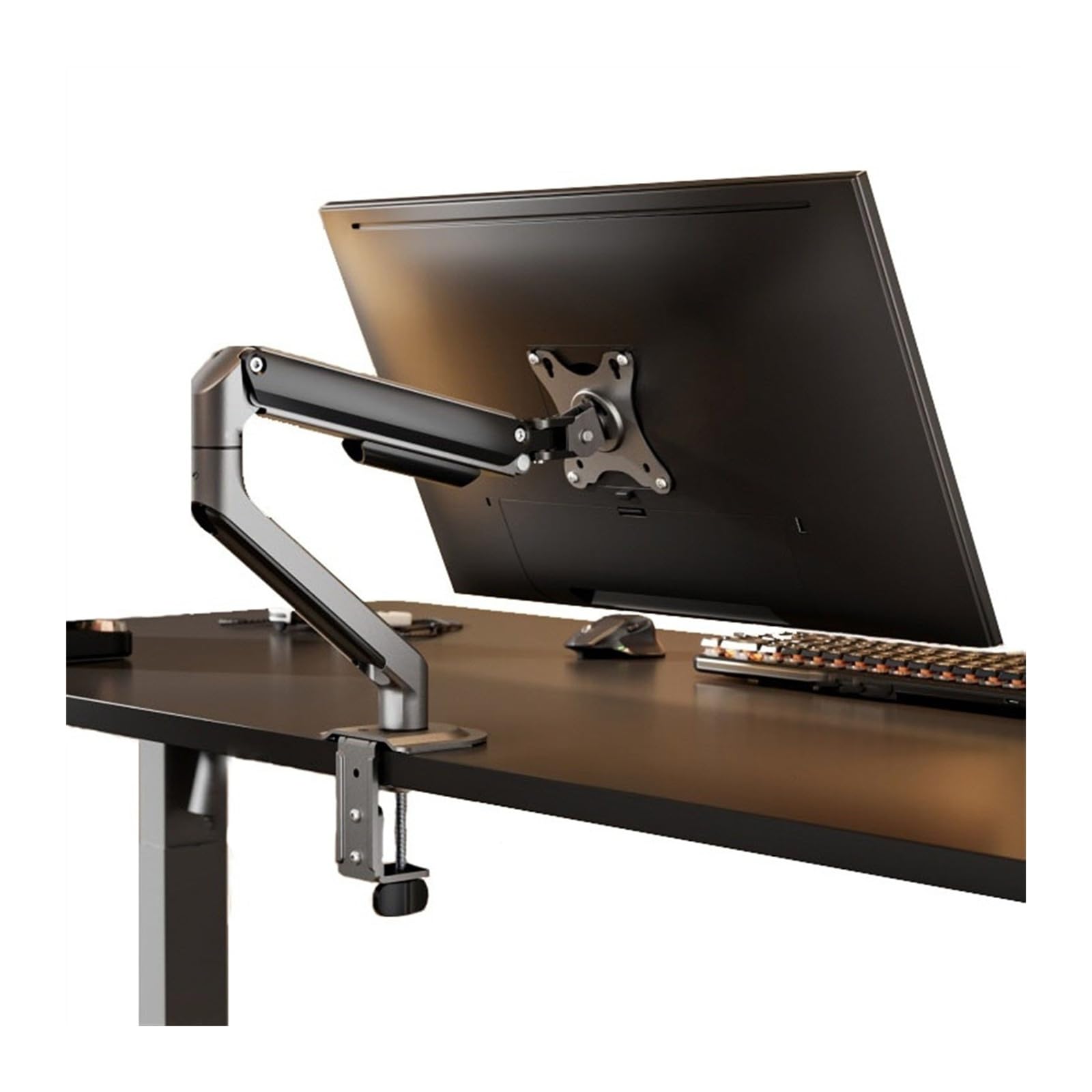 Aioneer Monitor Arm Single Monitor Mount - Single Monitor Arm Desk Mount, Fully Adjustable Mechanical Spring Monitor Arm With Mount, Fits 17-32" Screens Within 19.8 Lbs Monitor M