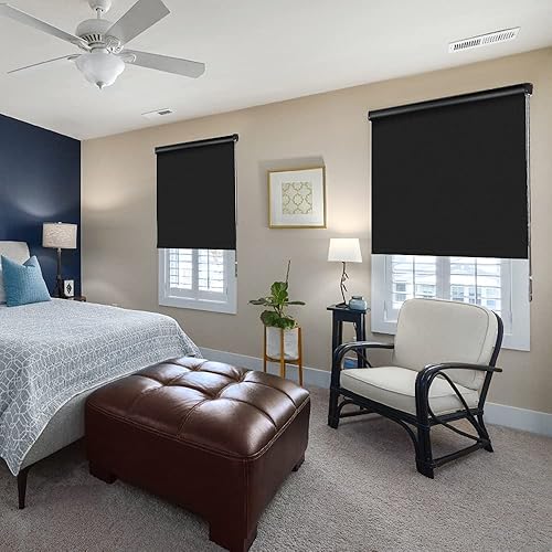 Miniatura 7 de KCO Persianas enrollables opacas para ventanas con cubierta de cenefa, protección UV, tela impermeable para el hogar, dormitorio, ventanas de