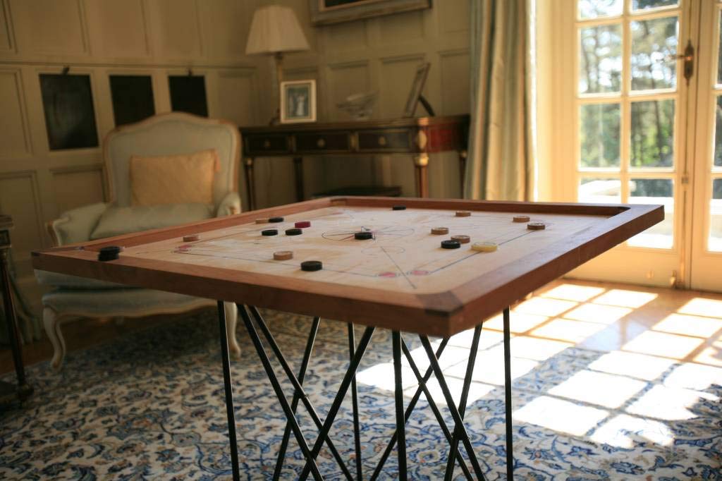 Ubergames Carrom Board Set ufficiale da 7 kg – Legno duro ecologico – Kit completo con dischi ufficiali (Carrom con tavoli e borsa) – India originale per 2-4 giocatori a partire da 8 anni