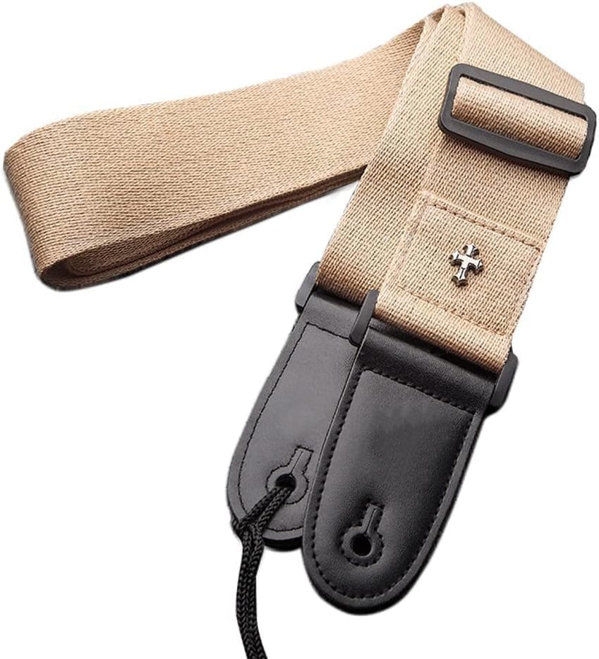 Guitar Strap, Bass Guitar Straps Acoustic Electric Woven Simple Leather Ends Adjustable Vintage with Pick Pocket