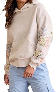 Cute Hoodies for Teen Girls Floral Embroidered Patchwork Hoodie Y2k Over...