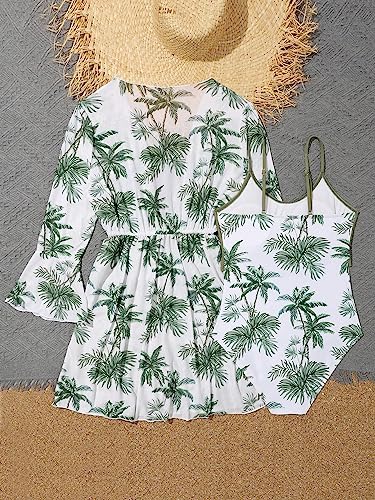 Image of WDIRARA Toddler Girl's Tropical Print Scoop Neck Cute Bikini 3 Piece Swimsuit with Kimono