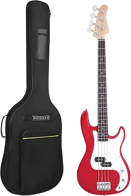 Bass Guitar Case 7mm Padding Waterproof Bass Guitar Gig Bag, Electric Bass Guitar Bag Backpack with Neck Strap and Pockets, Black