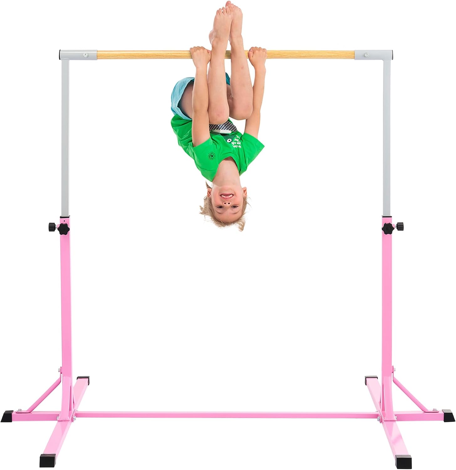 ZELUS Gymnastics Bar for Home, Height Adjustable 90 to 150cm Gymnastics Bar for Kids, Junior Home Gym Equipment Girls & Boys Kip Bar for Indoor Training, 1.4m Horizontal Bar, 136kg Cap