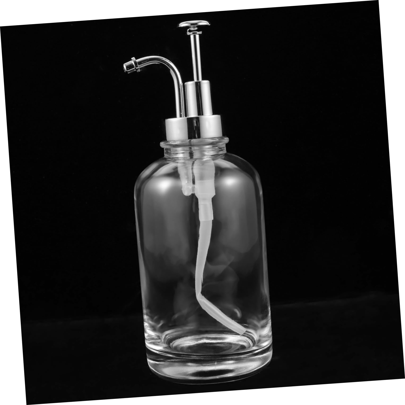 SOLUSTRE Dispenser Vetro Pompa Sciroppo in Inox Acciaio Argento
