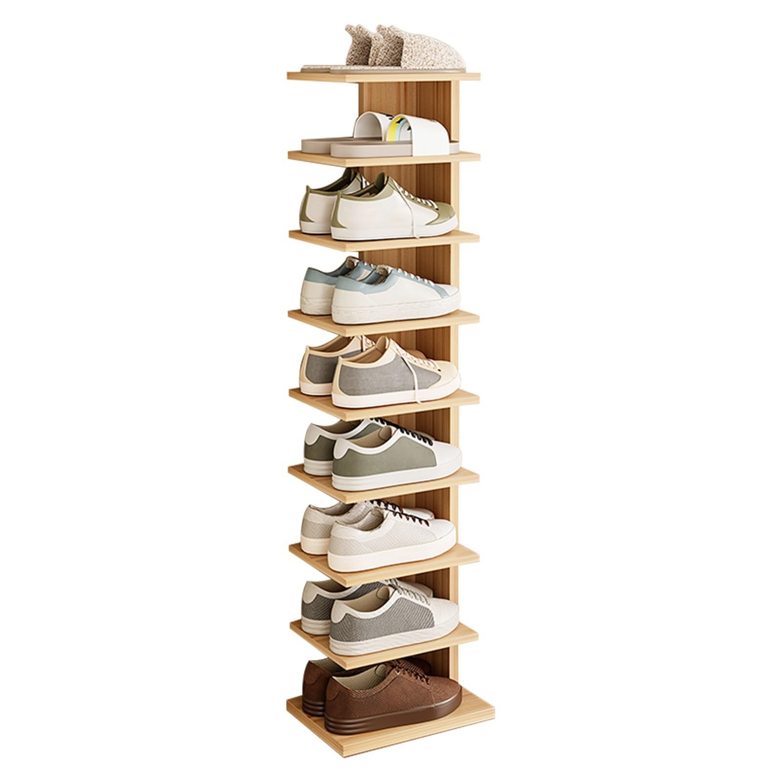 Étagère à chaussures étroite 7 niveaux bois 20x30x114 cm pour entrée