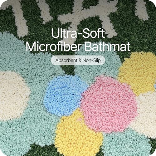 Image of Saral Home Microfiber Bath Mat 38x60 cm | Ultra Soft, Super Absorbent & Anti-Skid | Quick Dry Non Slip Door Mat for Bathroom, Kitchen, Bedroom & Entrance | Green (Pack of 1)