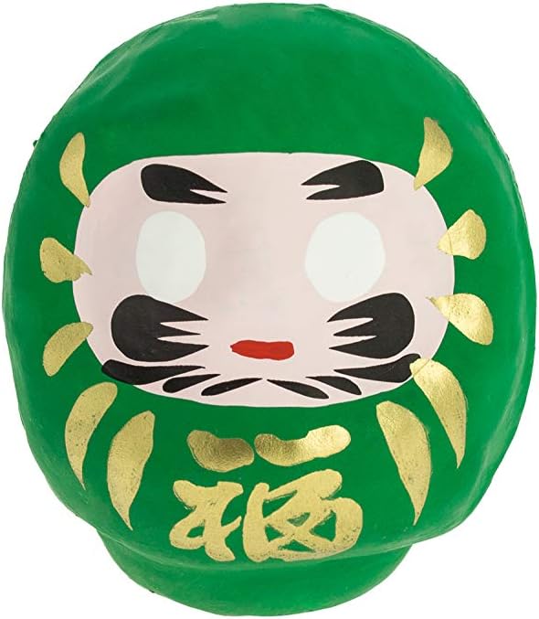 Tierra Zen Salud Daruma, Papel maché Pintado, Verde, 6,5 cm