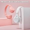 Auriculares con cancelación de ruido híbrida mejorada con modos transparentes, Bluetooth inalámbrico con micrófono, graves profundos, almohadillas suaves, audio Hi-Fi, ajuste cómodo, larga duración para hogar, oficina y viajes, rosa 8