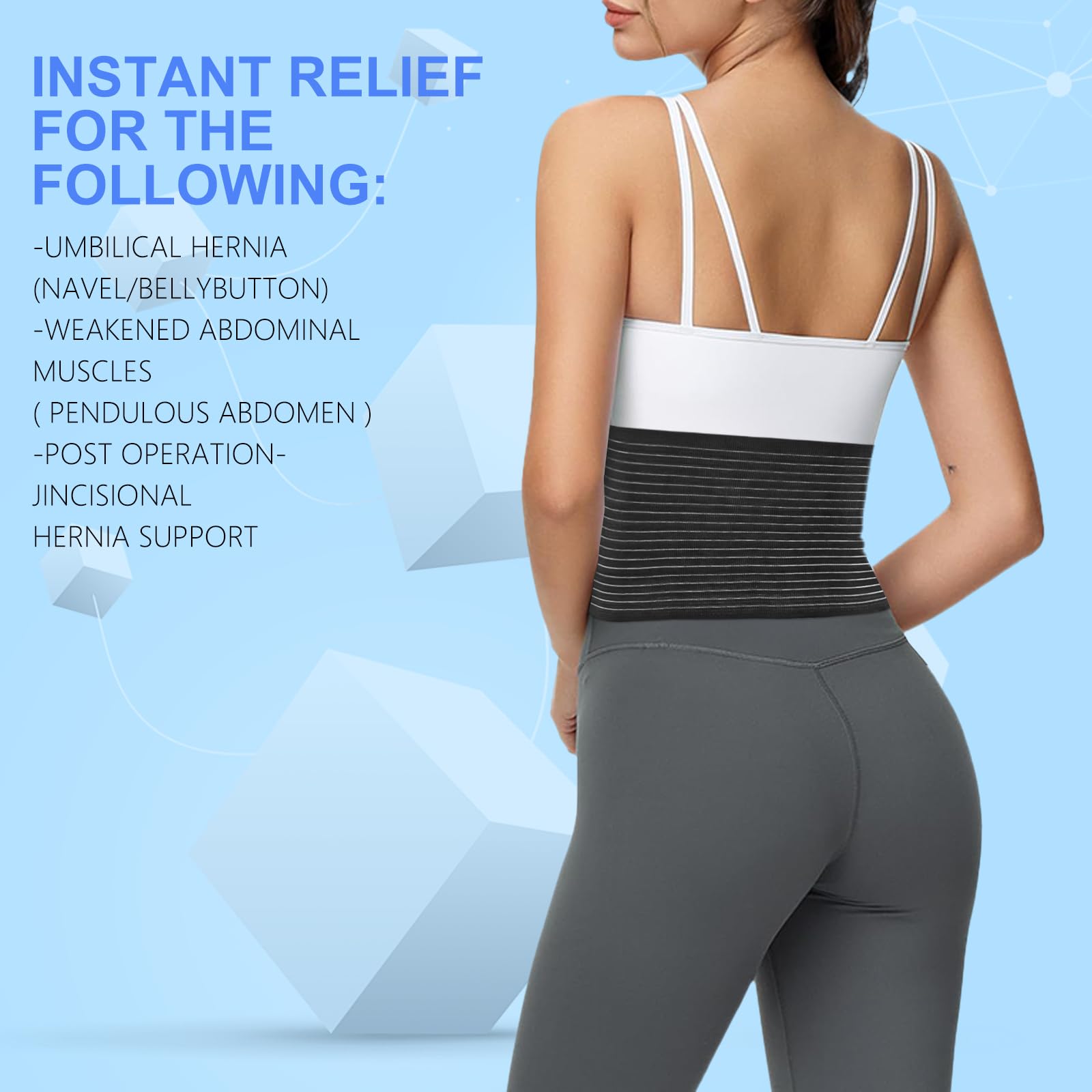 LAFUYSO Umbilical Hernia Belt for Men & Women – Abdominal Support with Compression Pad for Navel, Epigastric & Incisional Hernias – Ideal for Surgery Recovery & Prevention