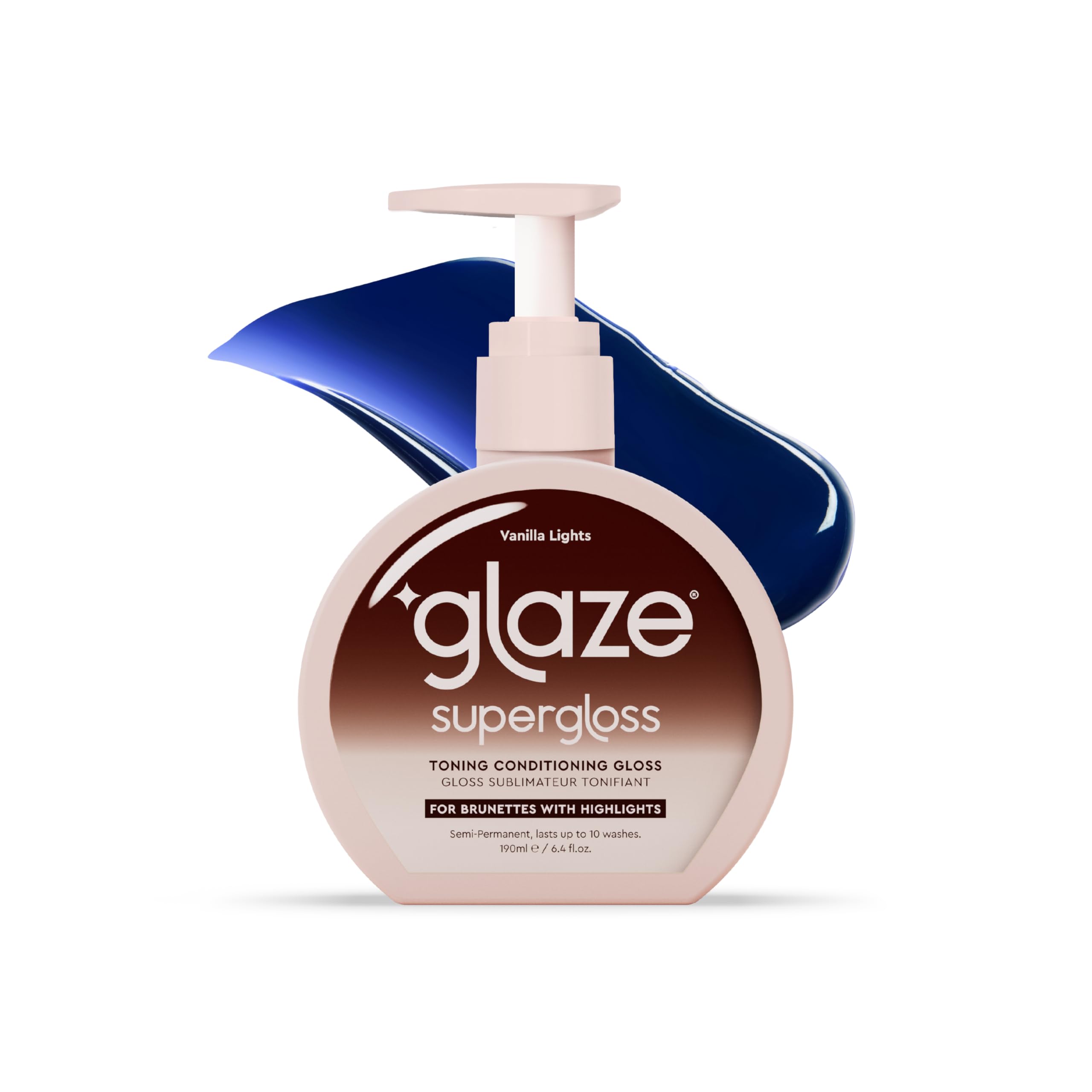 glazeSupergloss Color Conditioning Gloss – Hydrating Semi-Permanent Color Hair Gloss & Shine Boost – Color Depositing Mask - Vegan, Cruelty-Free – 6.4 Fl Oz - Vanilla Lights - Cool Blue Toner