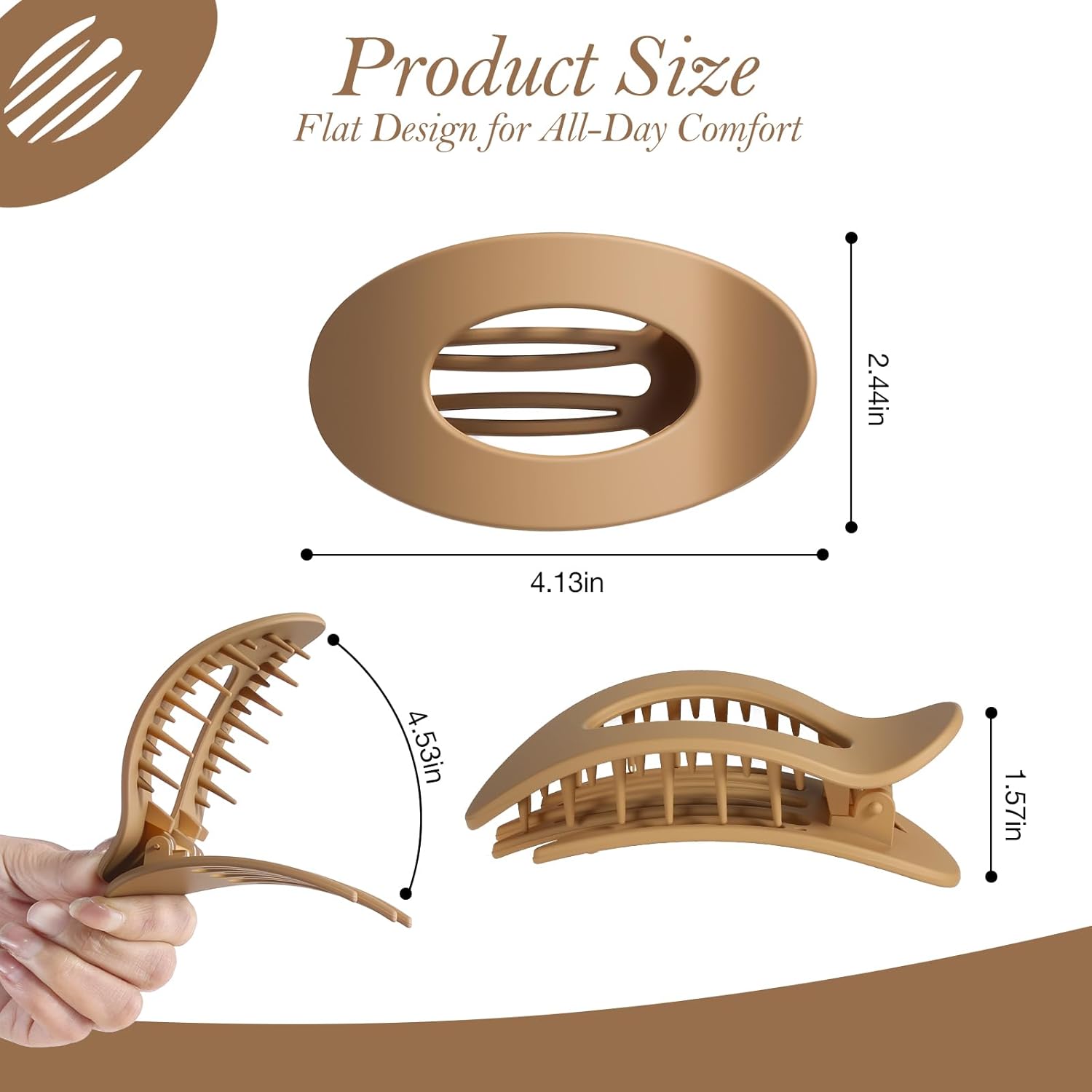 Upgraded 8 Pack French Flat Hair Clips for Women Girls, Matte Lay Flat Claw Clips, Large No-Slip Claw clips for Thick & Thin Hair, Strong Hold Styling Barrettes Accessories for Daily Styling - Image 4