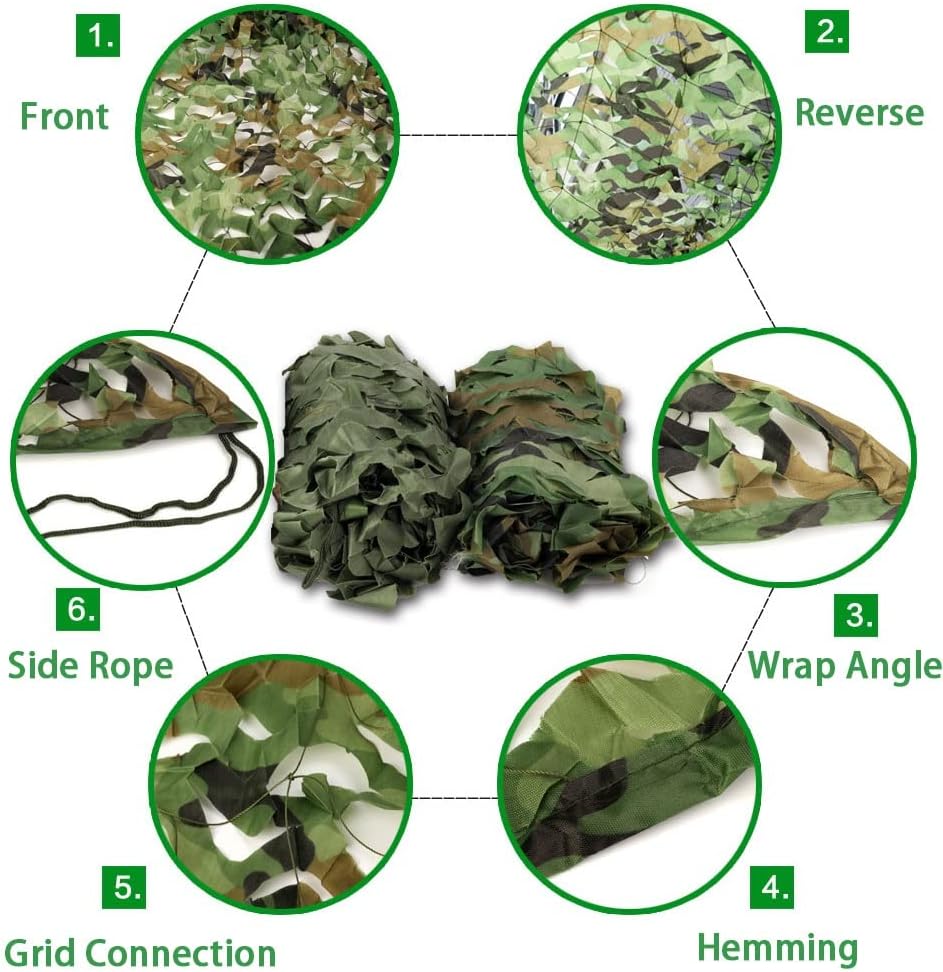 Outdoor Hidden Camo Netting, Large Building Cover Camouflage Net, Bulk Roll Garden Canopy Sunshade Camouflage Netting, for Hunting Blinds (Size : 6X12m(20ft X 40ft))