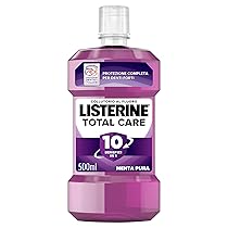 LISTERINE Total Care, Collutorio al gusto di Menta Pura, Collutorio al Fluoro con 10 benefici in 1 per una protezione completa e denti più forti, per un’igiene orale completa, 500 ml