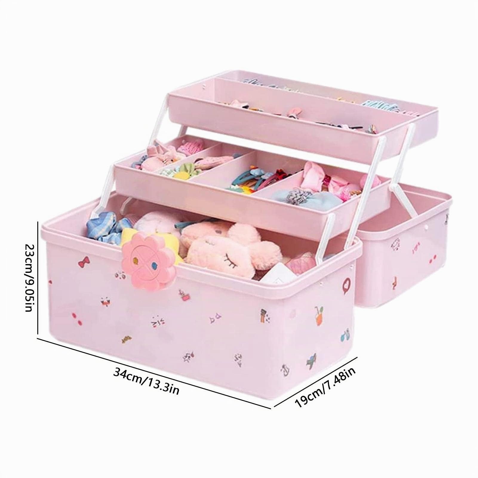 Caja de almacenamiento para el pelo para niñas y mujeres, color rosa para niños, caja de almacenamiento, accesorios para el cabello, caja para gomas para el pelo, pinzas para el pelo, caja para joyas
