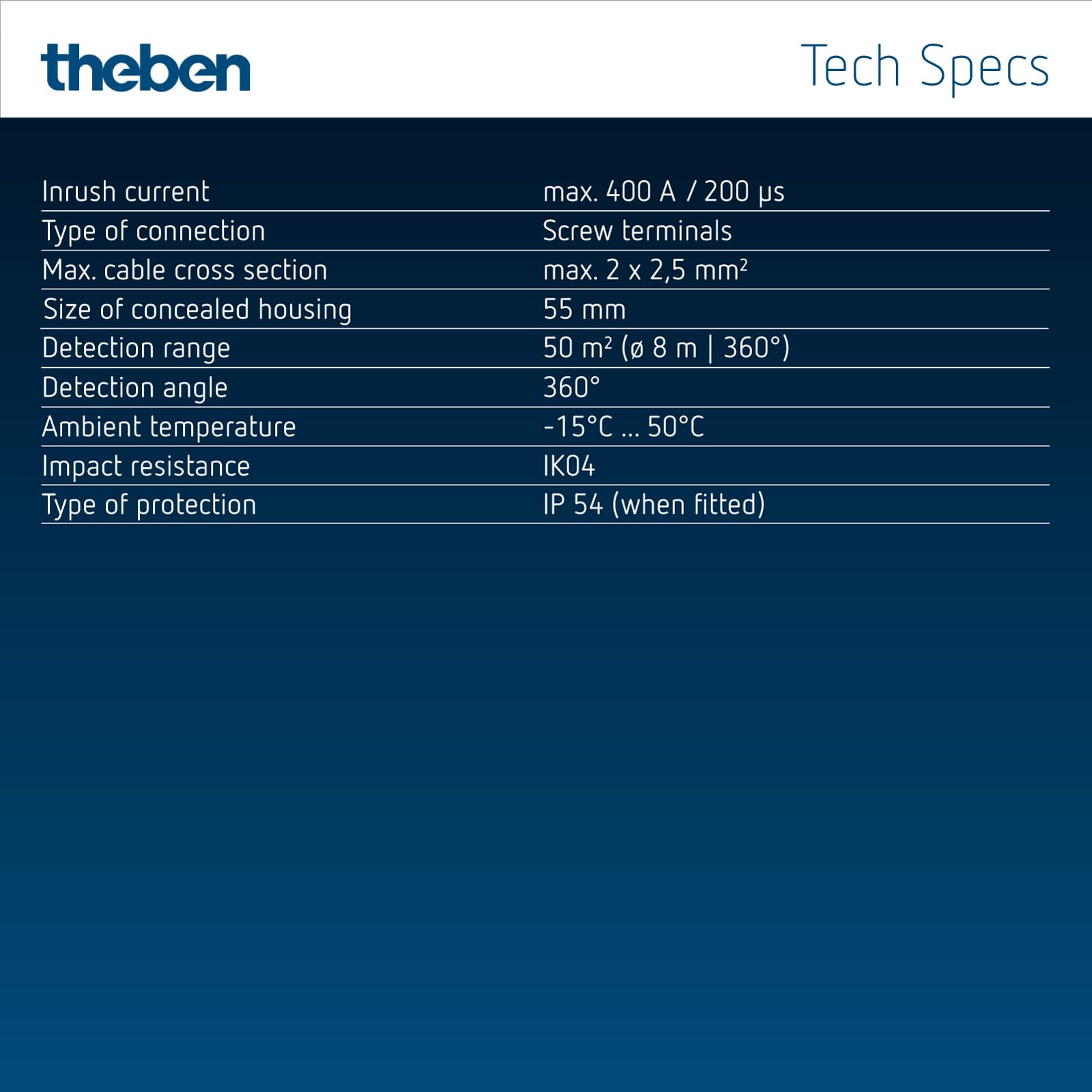 Theben 2080560 theRonda S360-100 DE WH rilevatore di presenza PIR soffitto | incasso a soffitto, area di rilevamento circolare 360°, 8 m/50 m², 1 canale luce 230 V, automatico, misurazione luce mista