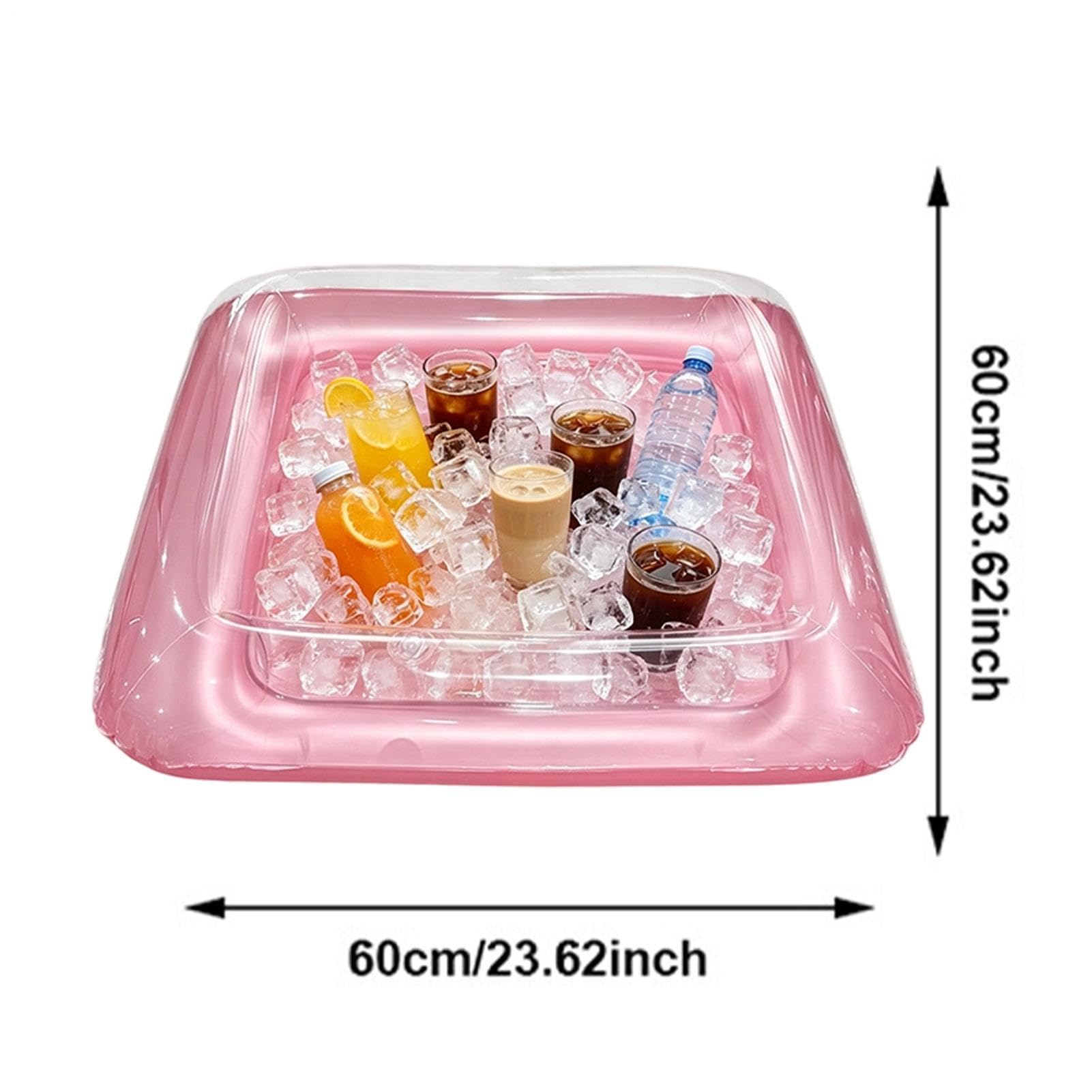 Bar Inflable Servicio Hielo | Bandeja Cuadrada Grande Flotante Portátil Engrosada Con Tapón De Descarga,Mesa Inflable Refrigerante,Para Piscina Jardín Verano Cerveza Bebidas Snack Picnic S