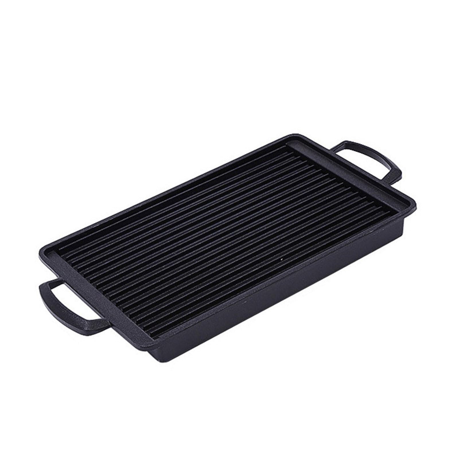 Jazuaiao Nonstick Grills Plate Outdoor Barbecue Tray Portable Barbecue Grills Pans Stove Cooker Plate Rectangle NonStick