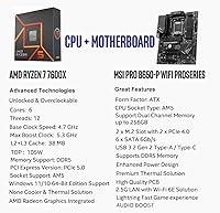 Vista 2 de INLAND MSI PRO B650-P Placa base WiFi con procesador de escritorio AMD Ryzen 5 7600X de 6 núcleos (AMD AM5, ATX, DDR5, PCIe 4.0)