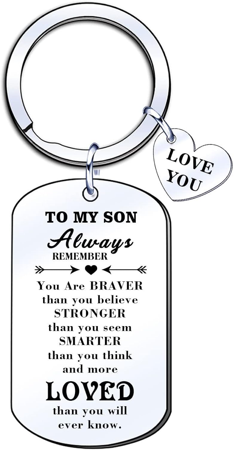 ZYMGUO Son Gift Inspirational Gifts Son Keyring Keychain Son Gifts from Dad Mum Birthday Gifts for Son Graduation Gift (to Son)