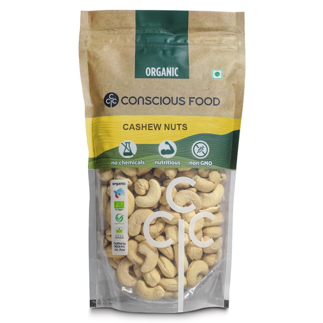 Conscious Food 100% Organic Whole Cashew Nuts W240 | 500g | Konkan Kaju | Crunchy & Rich | Value Pack | Source of Energy Vitamins & Minerals, Protein, Dietary Fibre (B09GP91F3S) Amazon Price History, Amazon Price Tracker