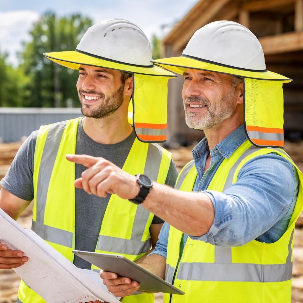 Hard Hat Sunshield, Full hard hat shade Coverage with Reflective Safety Strip, Universal hardhat visor Fit for All Hard Hats (4pcs)
