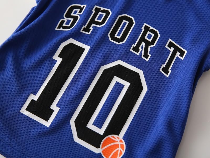 Image of Toddler Kids Sports Shorts Set Baby Boys Girls Basketball Jersey Outfit Tracksuit Tank Top Mesh Track Shorts