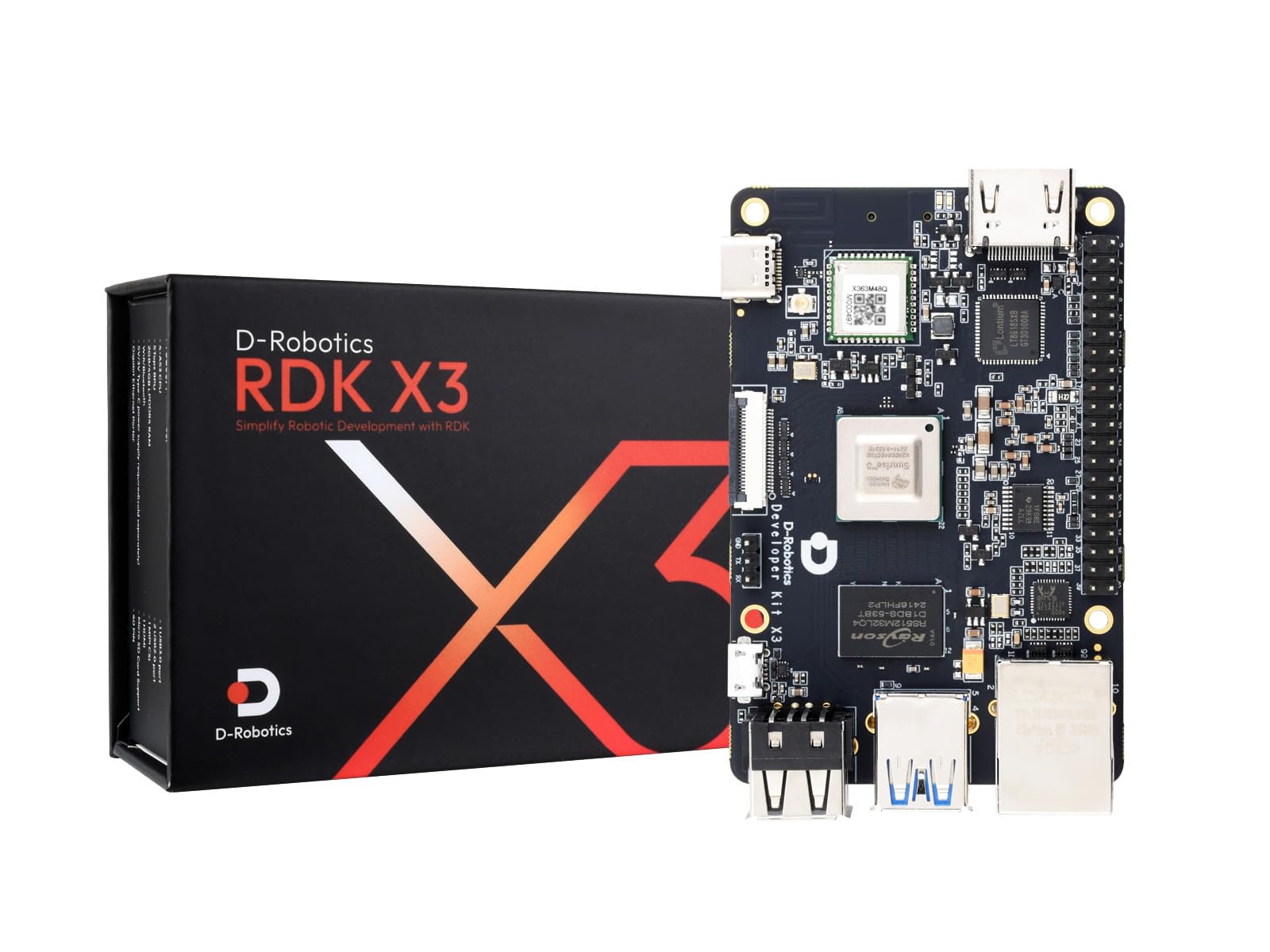 D-Robotics RDK X3 Development Board, Quad-core ARM Cortex-A53 Processer, 5Tops Edge Inference Capabilities, 2GB RAM