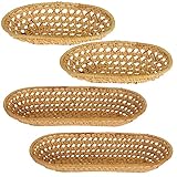 SOUJOY 4 Pack Bread Baskets for Serving, Woven Wicker Bread Fruits Basket, Oval Handmade Rattan...