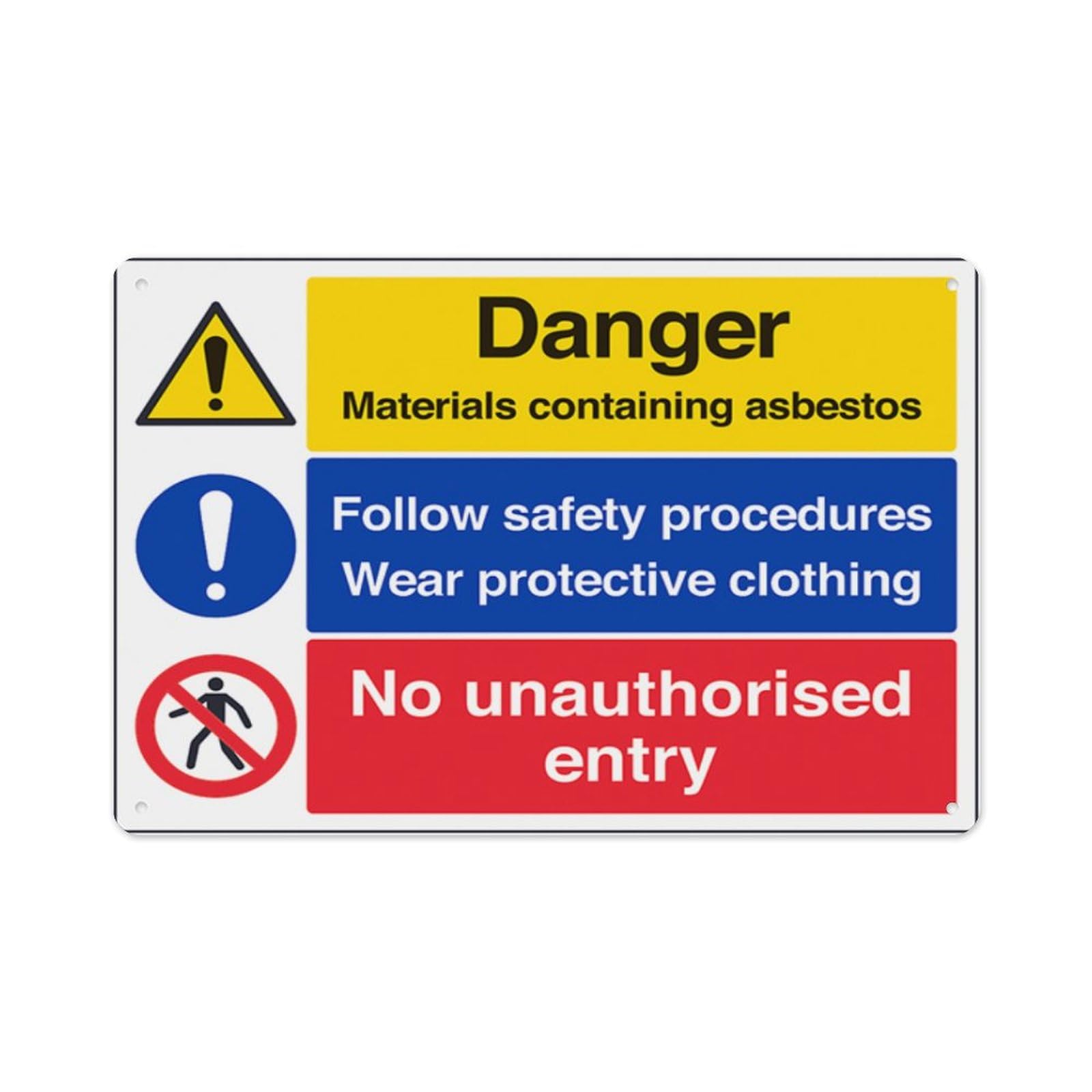 peiyeety Asbestos Safety Procedures No Entry Aluminum Tin Warning Signs For Home Outdoor Garden 12X16 Inches