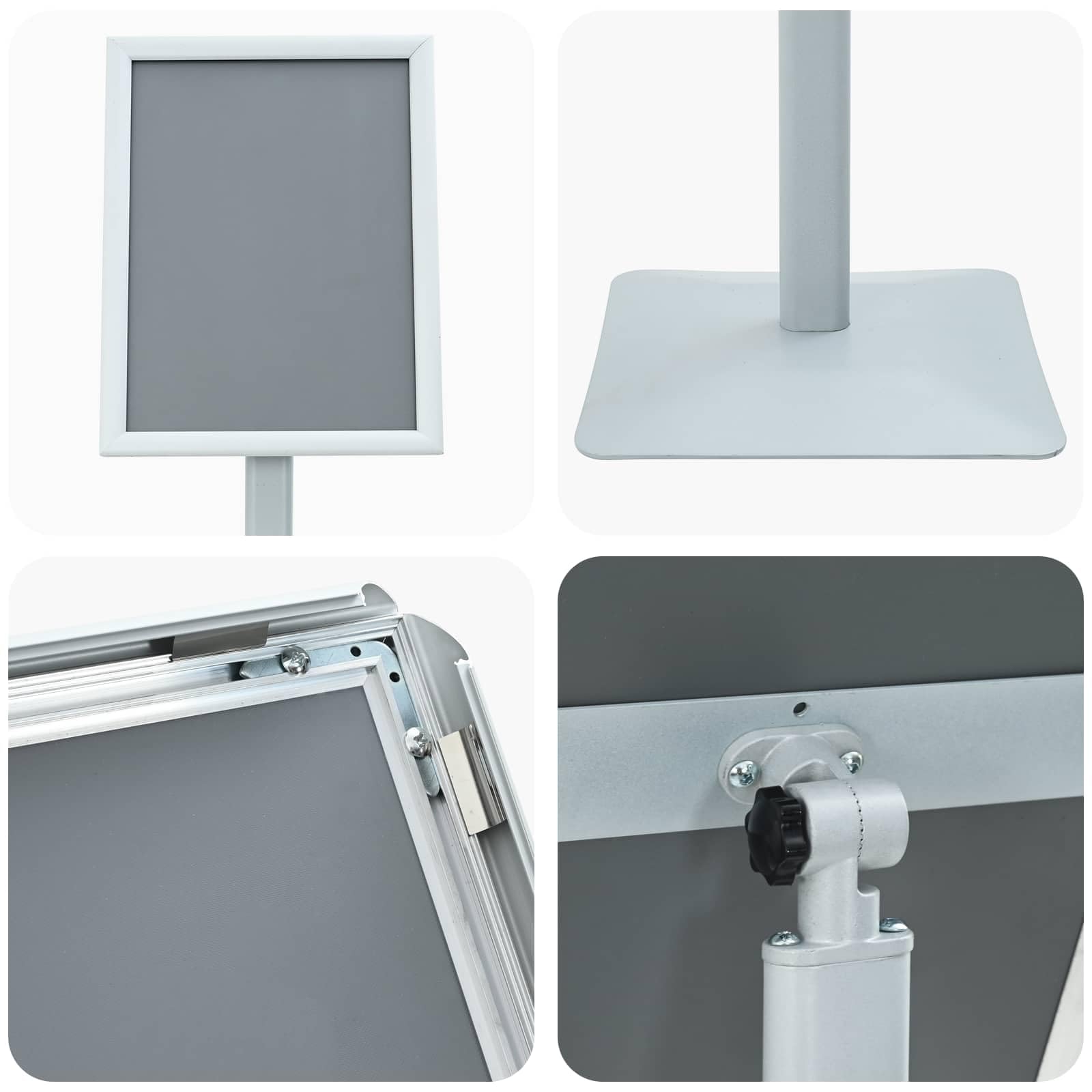 Soporte para carteles de pedestal A3 con soporte de pantalla ajustable y base de hierro fundido para publicidad, soporte giratorio de 360 grados para carteles para recepción y feria