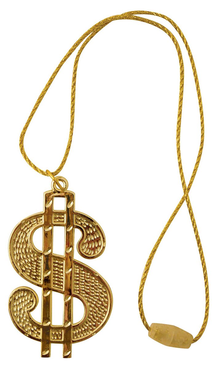 DOLLAR MEDALLION BLING ALI G GANGSTER PIMP RAPPER FANCY DRESS FUN ACCESSORY#Gold