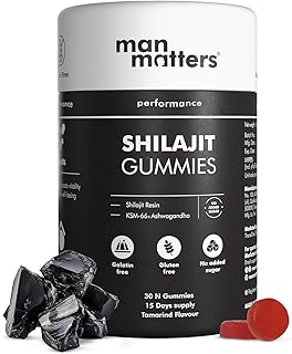 Man Matters Pure Himalayan Shilajit/Shilajeet Gummies with 70% Fulvic Acid & KSM 66 Ashwagandha | Boosts Stamina, Strength & Improves Energy Levels | No Added Sugar | Pack of 30