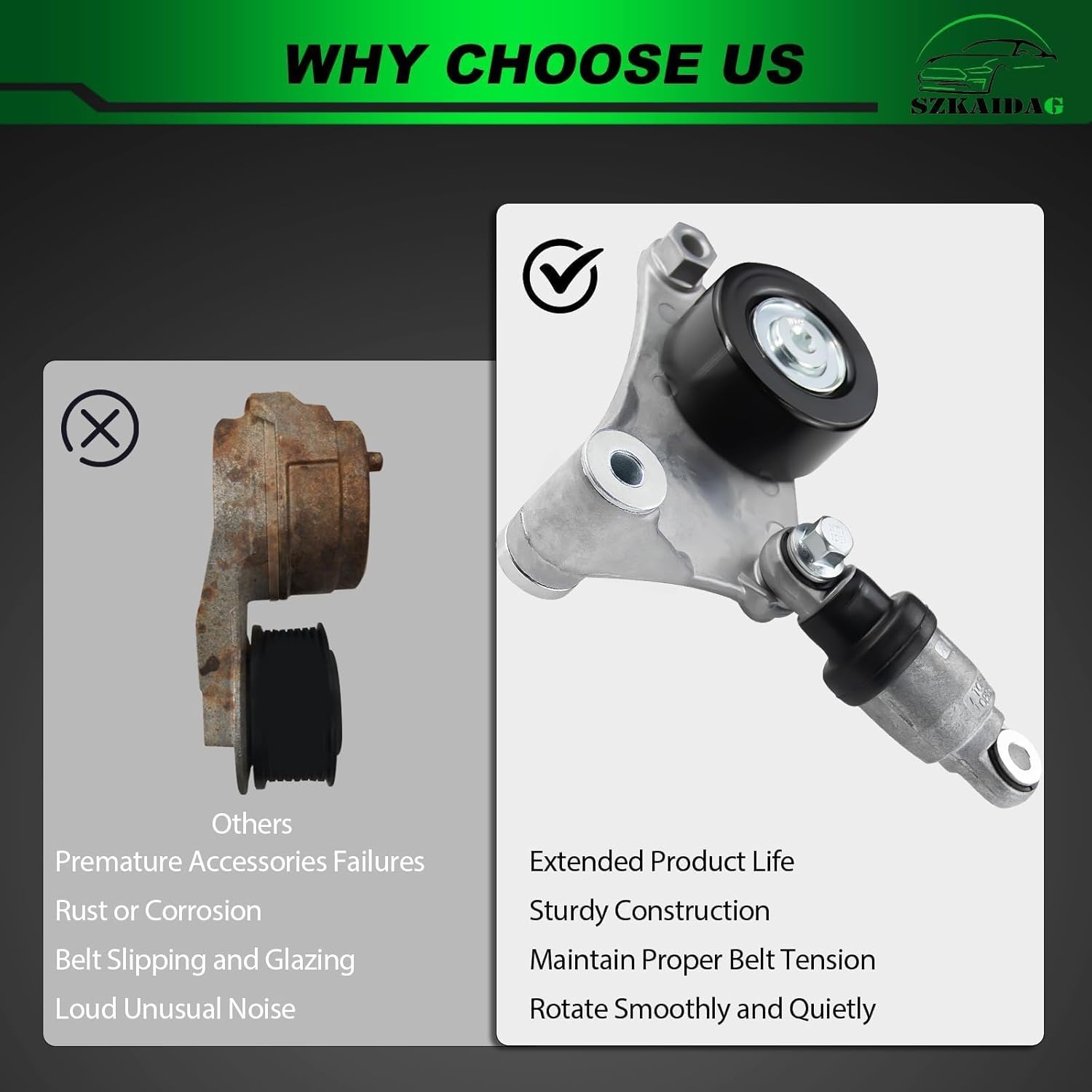 Belt Tensioner Assembly with Pulley for:-Toyota for:-RAV4 Camry Solara Highlander for:-Scion TC XB 2001 2002 2003 2004 2005 2006 2007 2008 2009 2010-2012 2.0L 2.4L L4 OE# 38216 1660128021