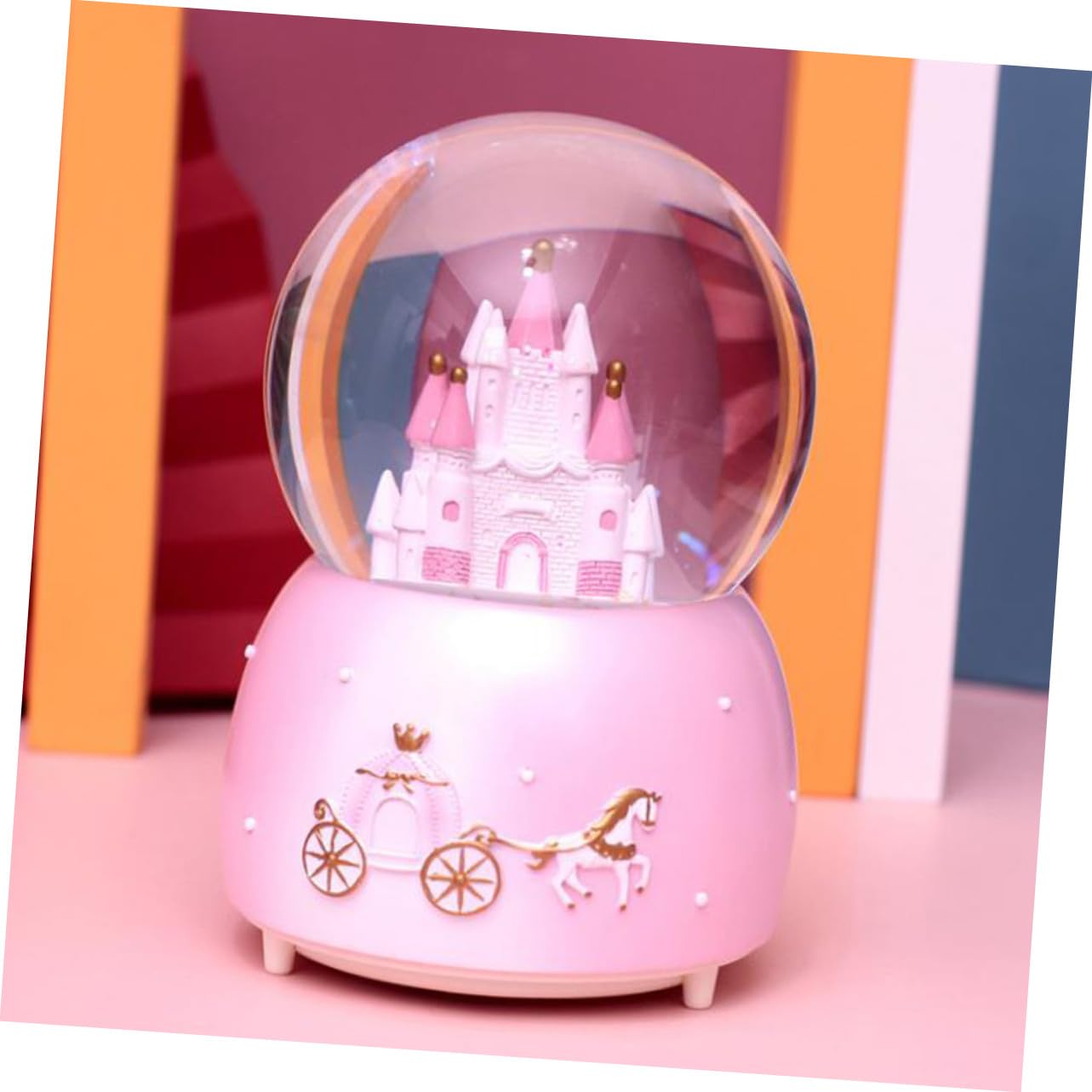 Bola de Cristal Rosa con Música, Adorno Decorativo de Resina para Dormitorio, Decoración Única y Creativa para Fiesta o Obsequio