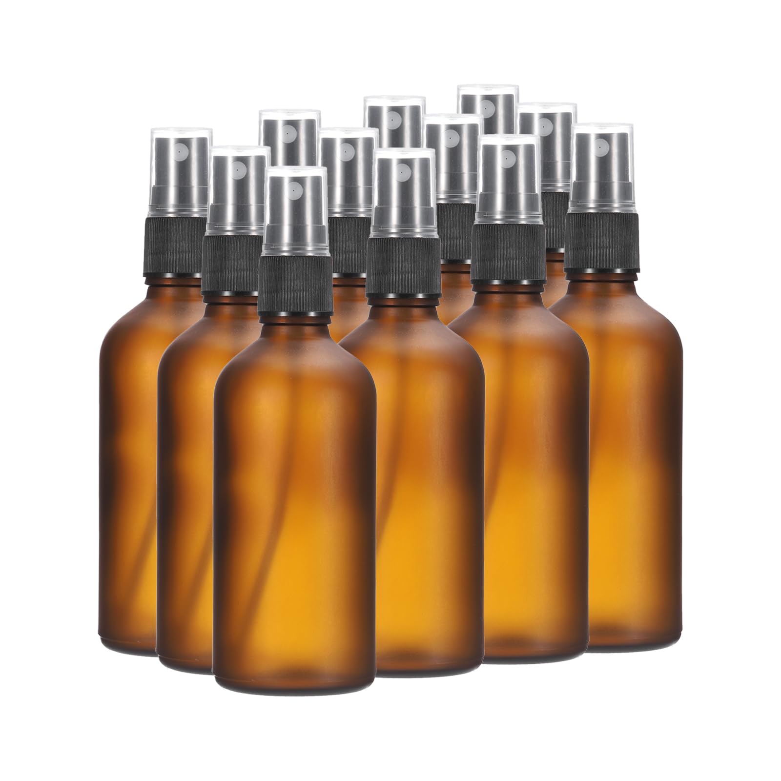 PATIKIL Lot de 12 vaporisateurs vides en verre de 118 ml - Anti-fuite - Vaporisateur à brume fine - Conteneurs rechargeables pour solutions de nettoyage des plantes et des cheveux - Marron noir