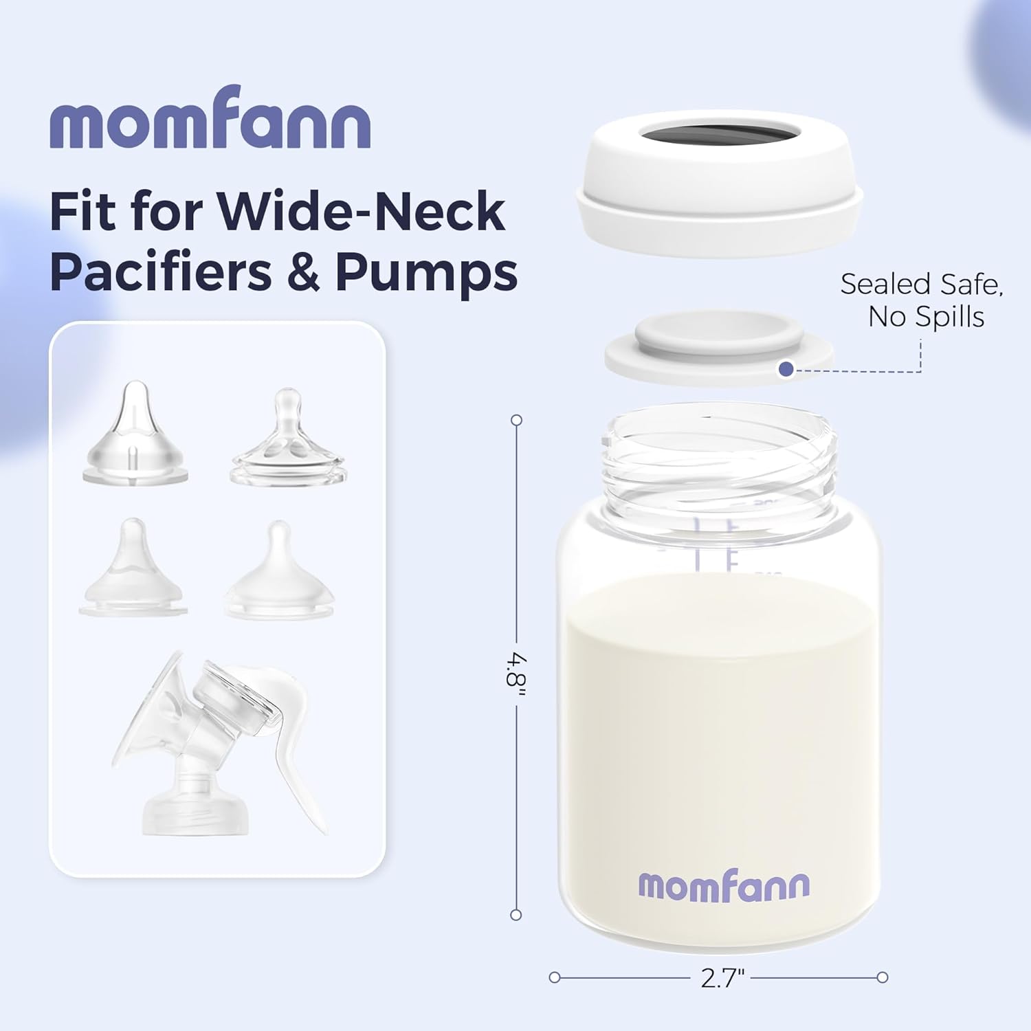 Breastmilk Storage Bottle 4 Pack, 10oz Milk Storage Bottle – Wide-Neck Fit for Most Nipples, Leak-Proof, BPA-Free, for Fridge & Travel - Image 5
