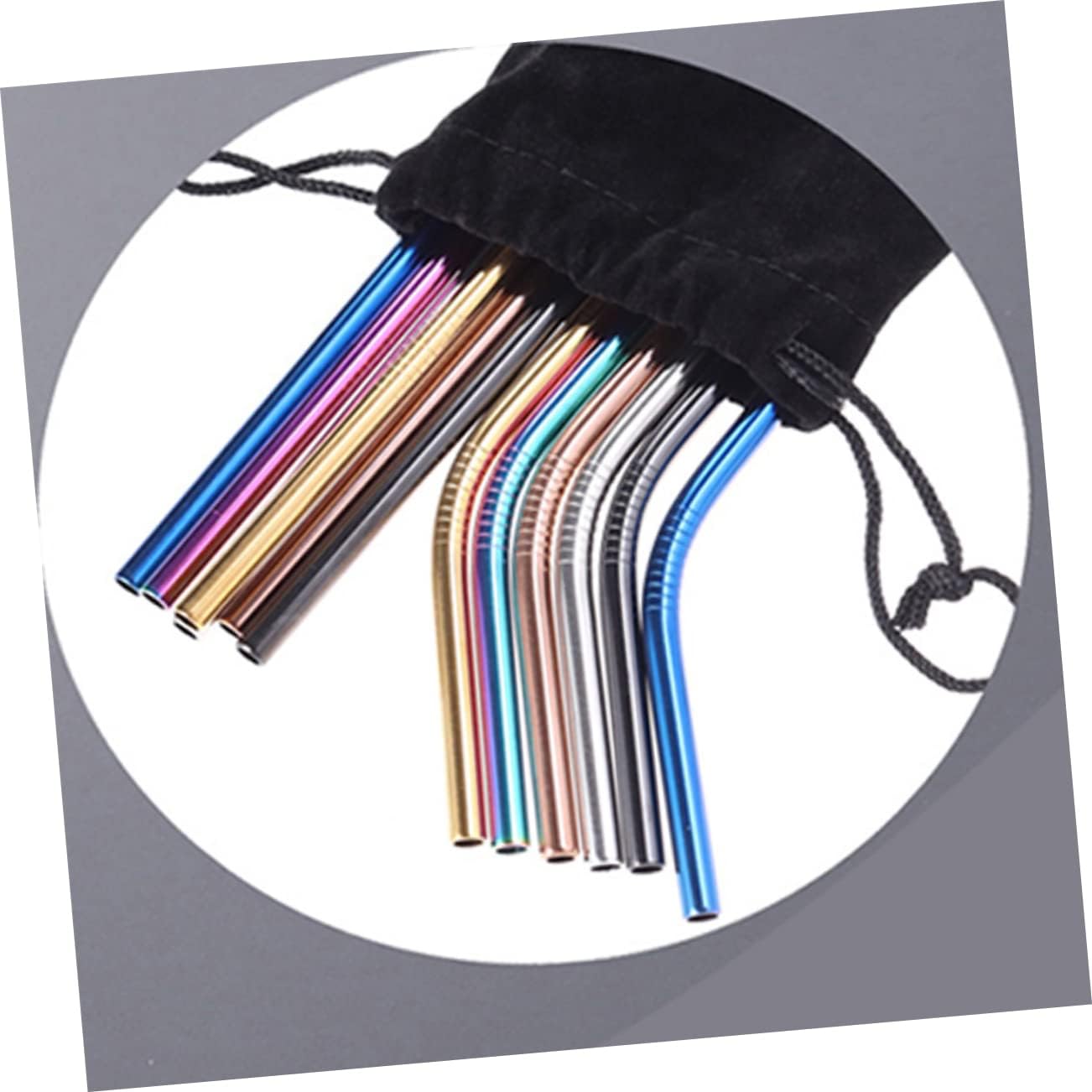 Black Cotton Linen Straw Pouch 10Pcs Drawstring Storage Bags