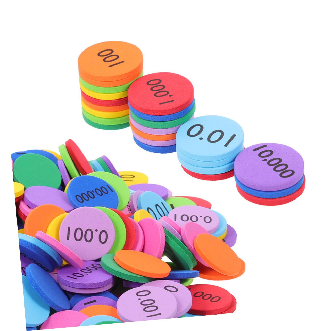 Operitacx300pcs Digital Wafer Toys Kids Math Discs Kids Learning Props Round Value Disks Bright Color Value Disks Teaching Supplies Math Learning Disks Eva Advisory Service Number Child