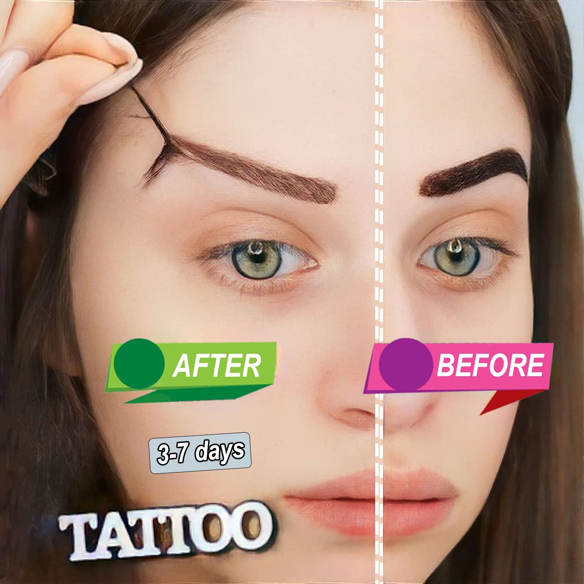 Eyebrow Tattoo Peel Off, Tattoo Gel Brow Stain, Waterproof Eyebrow Kit with Eyebrow Stencils, Last Up to 3-7 Days, Waterproof, For Fuller & Defined Looking Brows. ?Pale Gray Black?