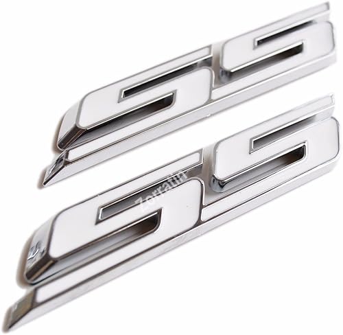 Miniatura 3 de zorratin Calcomanía con emblema SS inclinado, para parrilla lateral de camioneta, para Chevy., Blanco