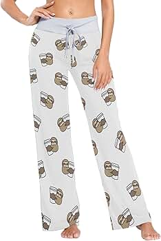 ● AEAE ● Pajama Lounge Pants ★25SS Vozoza Sloth Coffee Wide Leg Pants for Women Pajama Bottoms