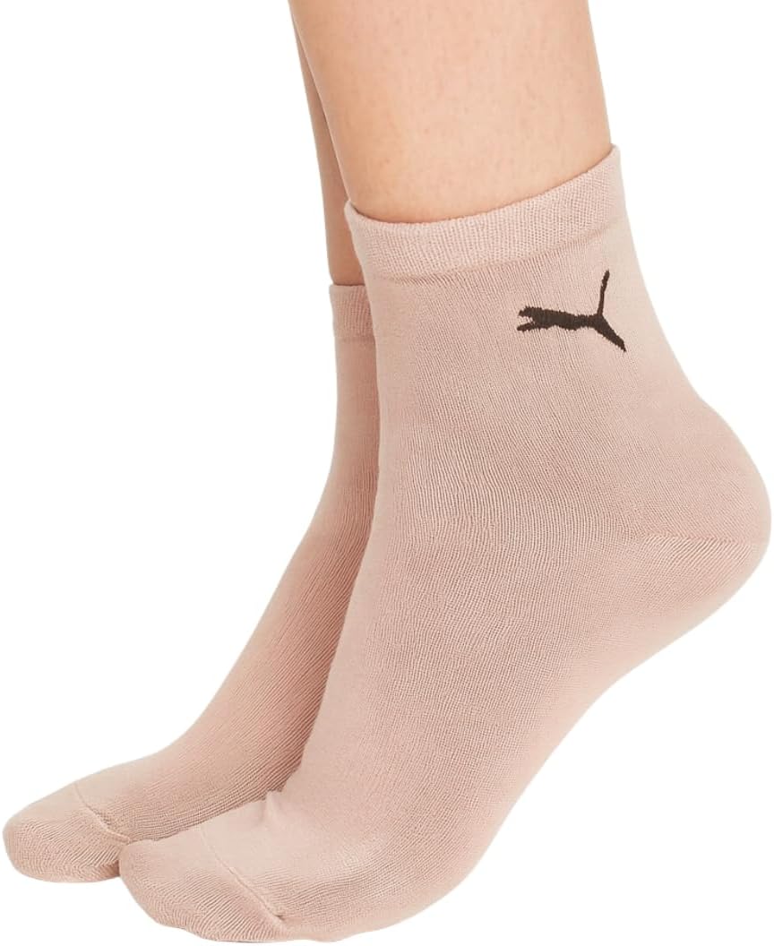 PUMA Kit 3 Pares de Meia Puma Cano Médio Protetor Calcanhar e Tecido Respirável Feminina Adulto, 1 Castor - 1 Rosa Nude - 1 Off White, 34-39