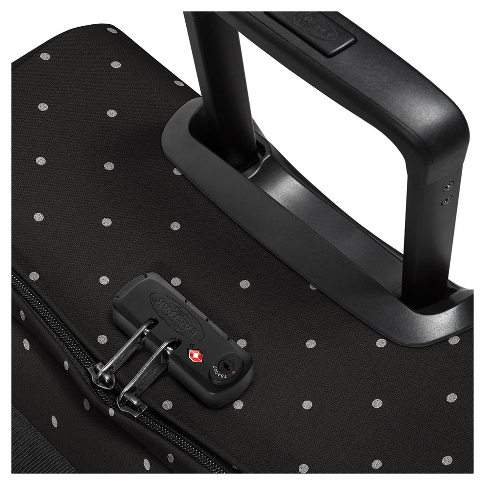 Eastpak Tranverz M Valigia Media 78L (67 x 35,5 x 30 cm), Bagaglio a Ruote, Valigia Leggera e Resistente con Doppio Scomparto, Manico Telescopico e Serratura TSA - DOTS BLACK SILVER