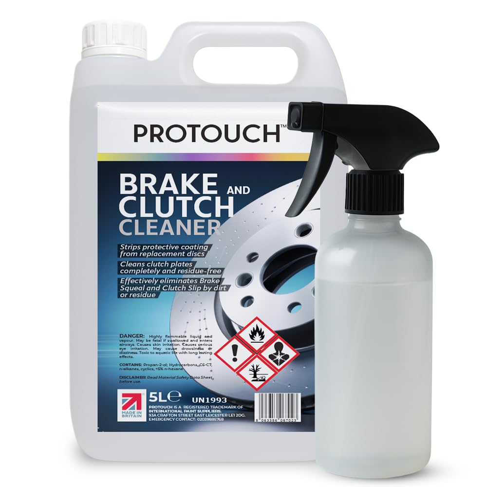 PROTOUCH Brake and Clutch Cleaner 5L with Brake Cleaner Spray Bottle 1L | Disc Brake Cleaner Removes Oil, Grease and Brake Dust | Improves Braking Efficiency | For Cars, Motorcycles & Bicycles