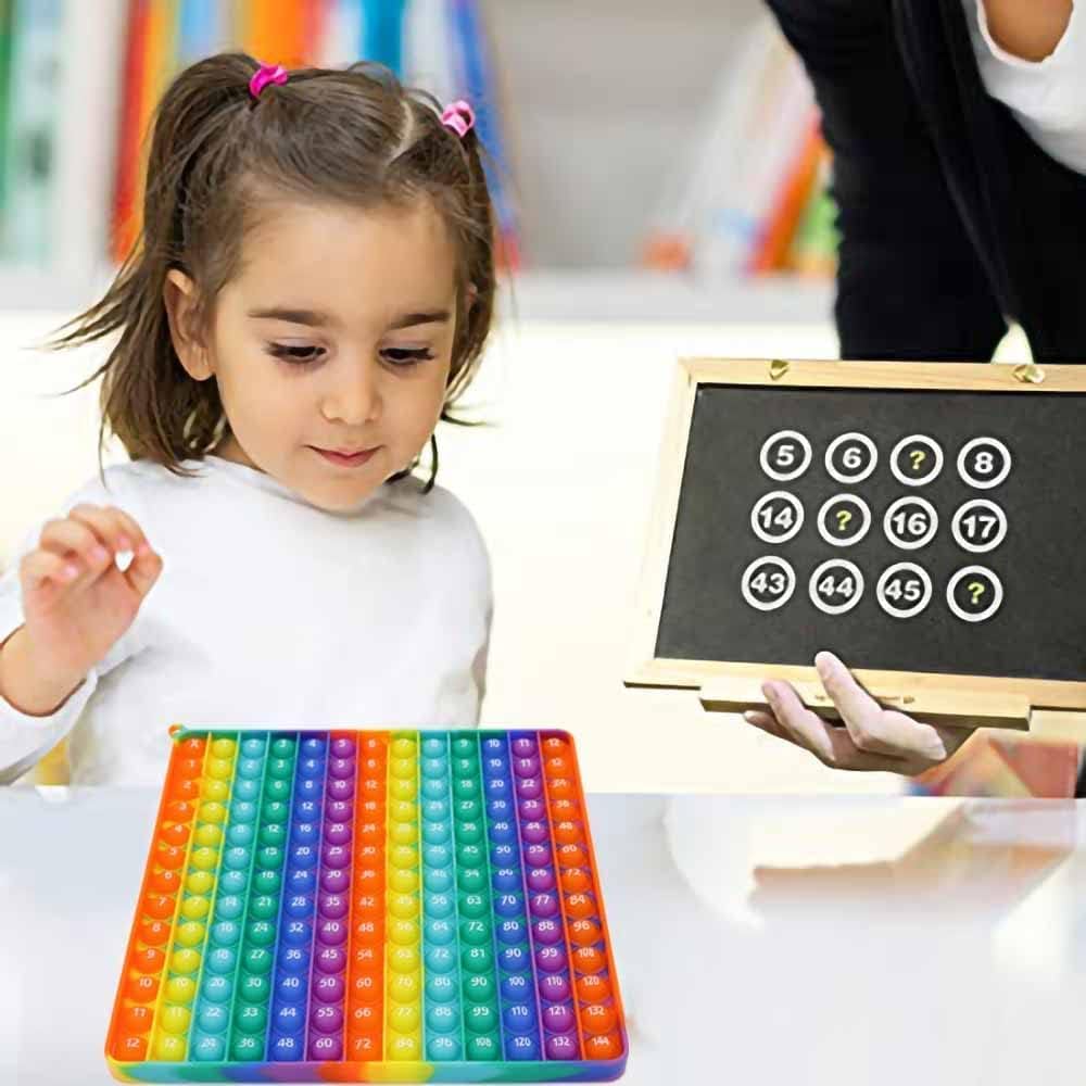 Educational Education Big Size Push Pop Fidget Toy Bubble It Helps to Pop and Learn Multiplication,Math Skills,Stress Relieving,Rainbow Math Learning Toy (M81) (M144)
